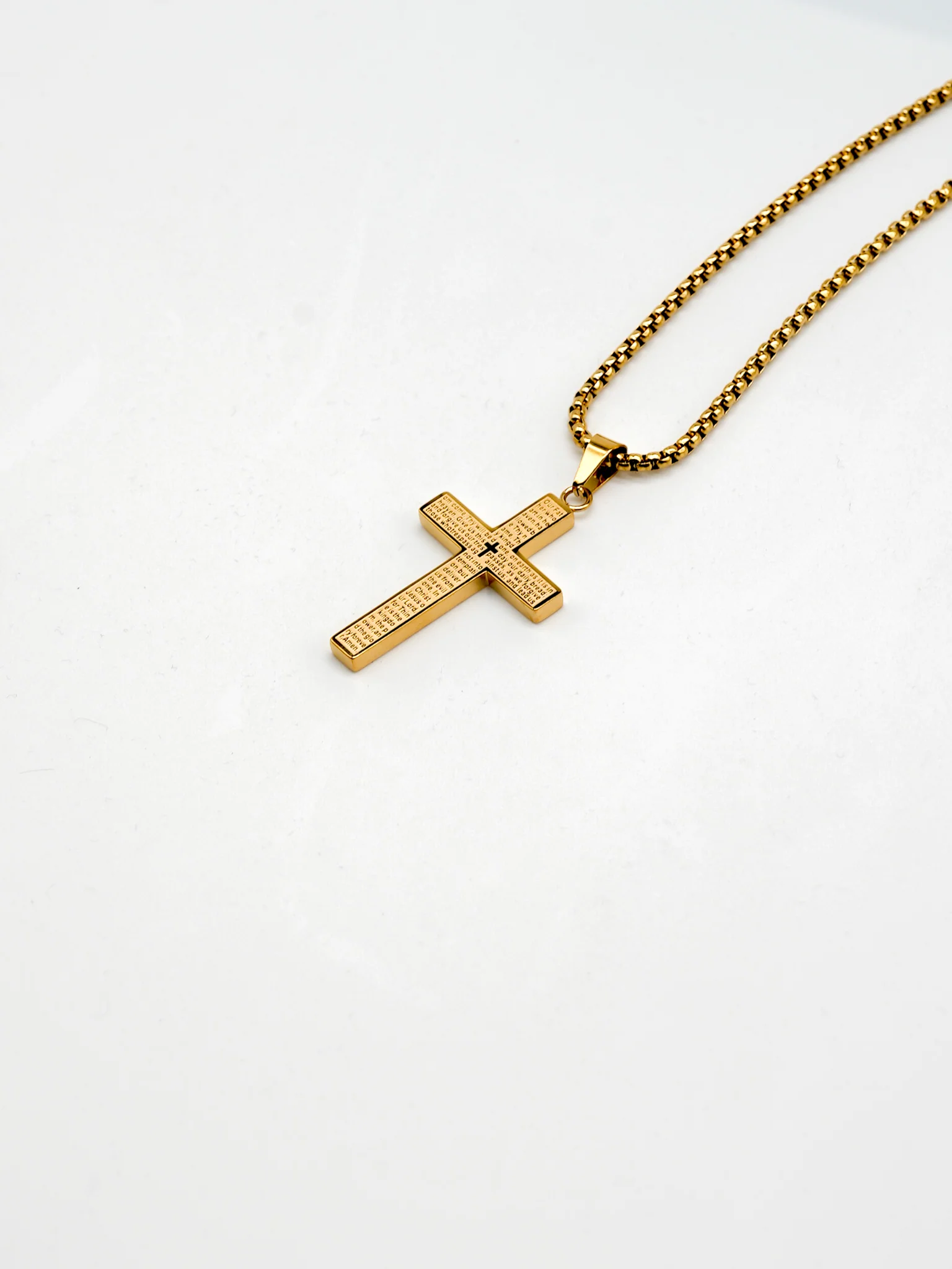 Lord's Prayer Cross Pendant Necklace