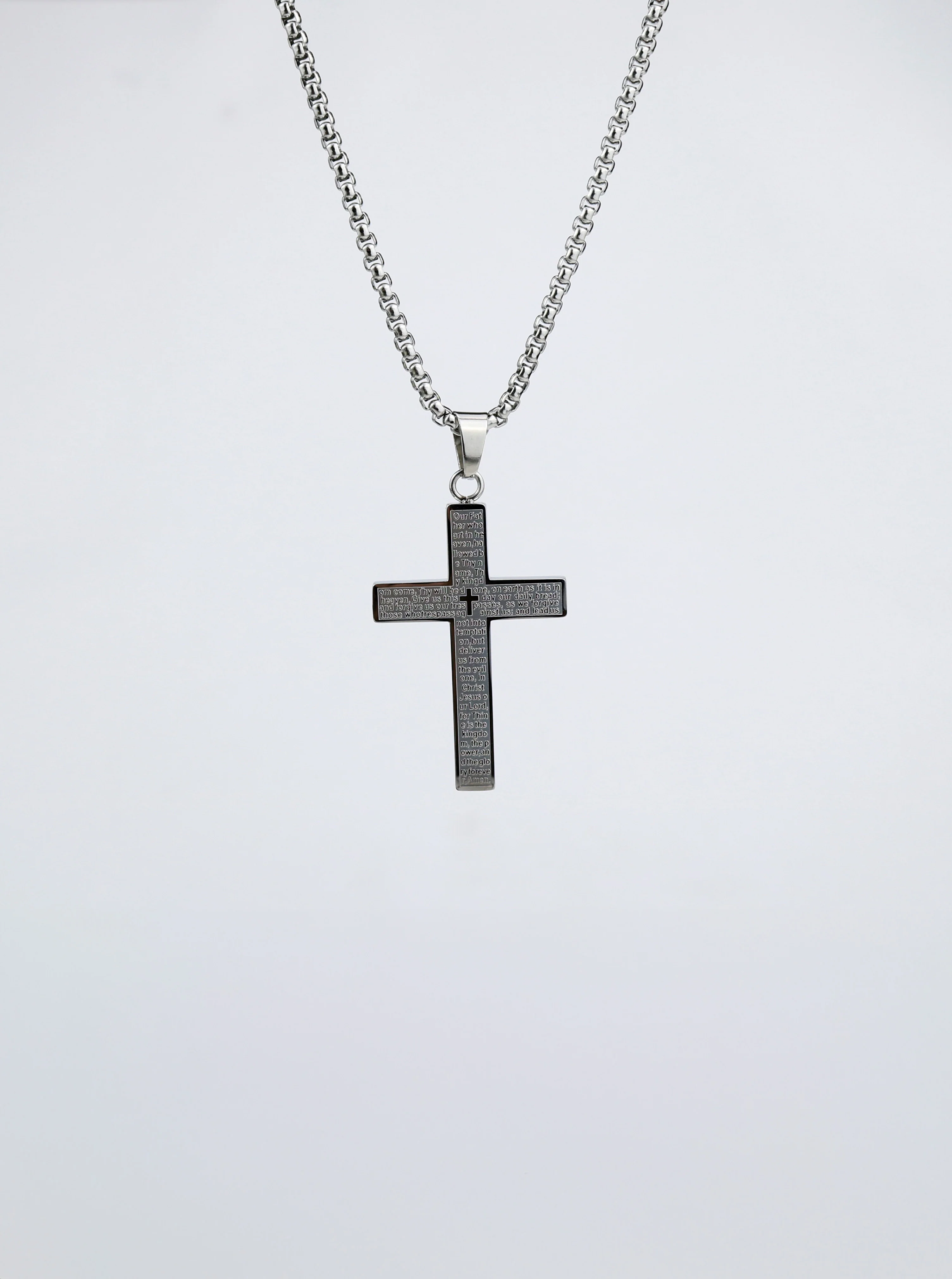 Lord's Prayer Cross Pendant Necklace - Image 2