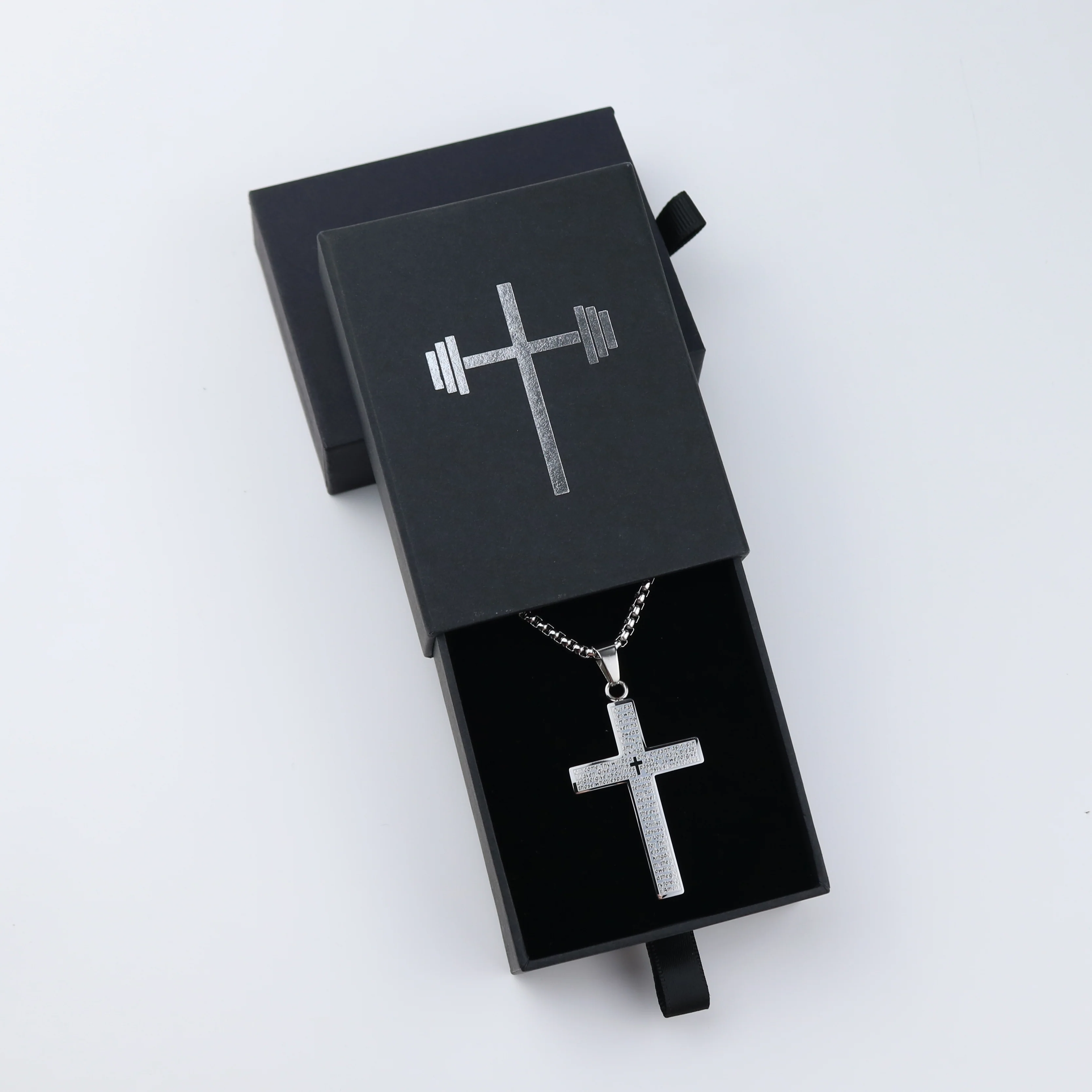 Lord's Prayer Cross Pendant Necklace - Image 3