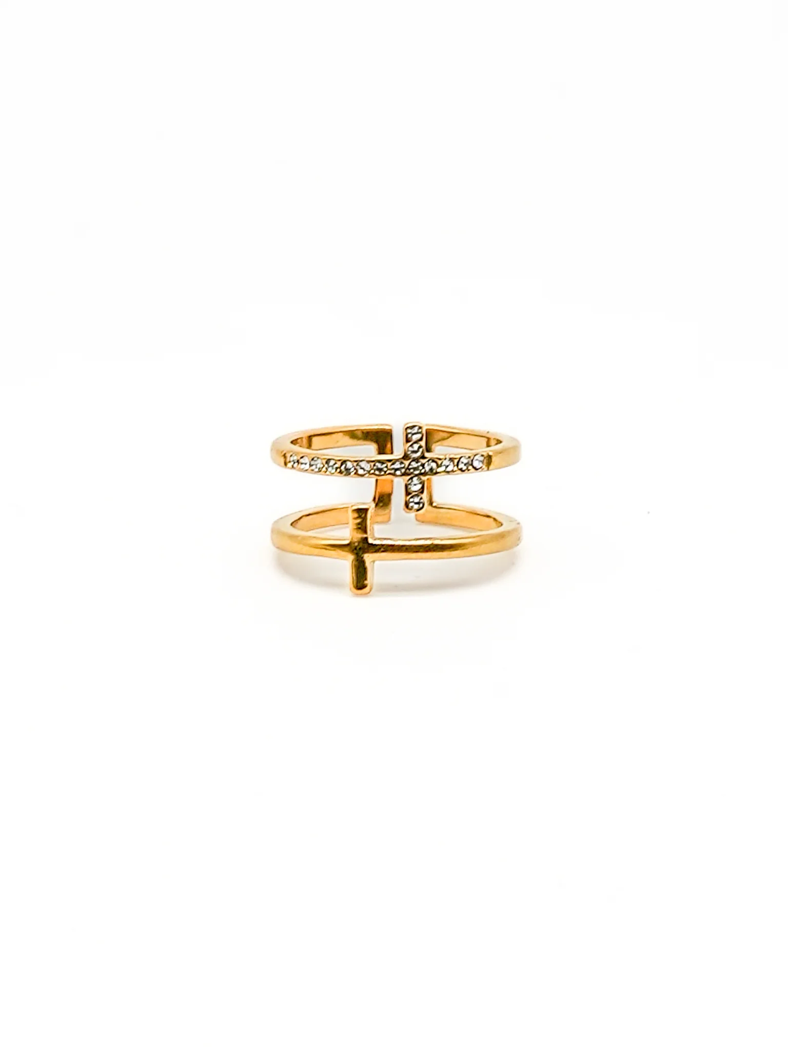 Stacked Twin Cross Ring - Image 2